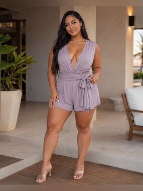 Lulus Dusty Purple Any Way You Want Me Convertible Wrap Romper Womens Size Large
